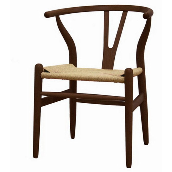 Baxton Studio Mid-Century Modern Wishbone Chair - Dark Brown Wood Y Chair (Set of 2) Baxton Studio-chairs-Minimal And Modern - 1