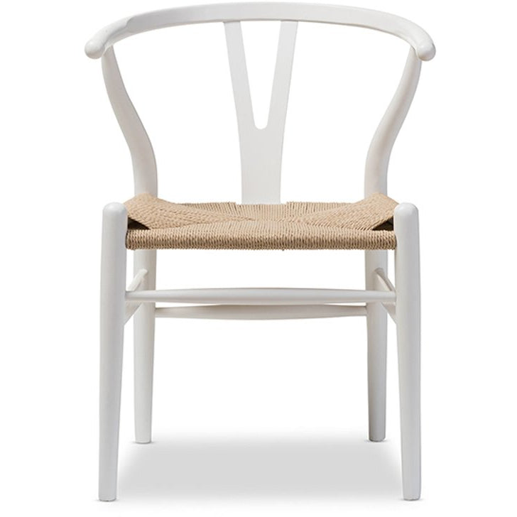 Baxton Studio Mid-Century Modern Wishbone Chair - Ivory Wood Y Chair (Set of 2) Baxton Studio-chairs-Minimal And Modern - 1