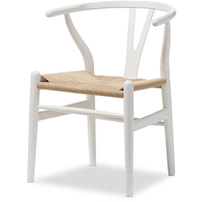 Baxton Studio Mid-Century Modern Wishbone Chair - Ivory Wood Y Chair (Set of 2) Baxton Studio-chairs-Minimal And Modern - 2