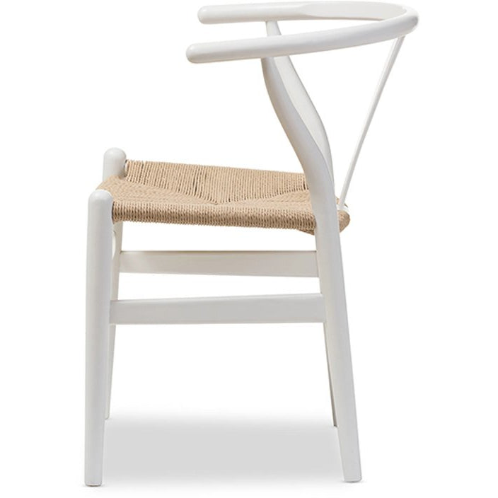 Baxton Studio Mid-Century Modern Wishbone Chair - Ivory Wood Y Chair (Set of 2) Baxton Studio-chairs-Minimal And Modern - 3