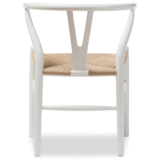 Baxton Studio Mid-Century Modern Wishbone Chair - Ivory Wood Y Chair (Set of 2) Baxton Studio-chairs-Minimal And Modern - 4