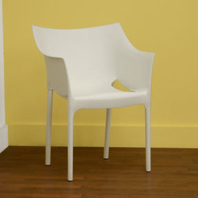 Baxton Studio White Molded Plastic Arm Chair (Set of 2) Baxton Studio-dining chair-Minimal And Modern - 2