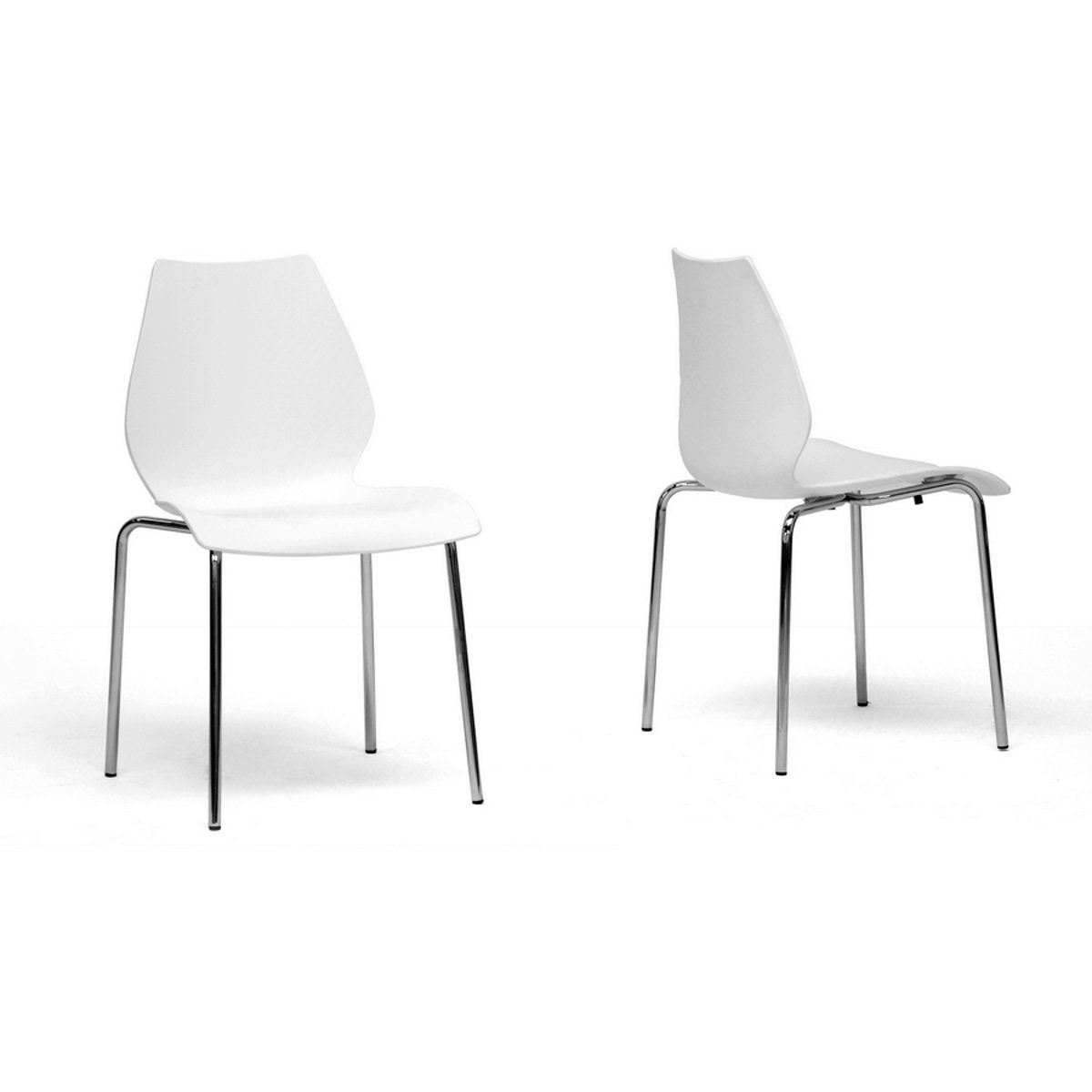 Baxton Studio Overlea White Plastic Modern Dining Chair  (Set of 2) Baxton Studio-dining chair-Minimal And Modern - 1