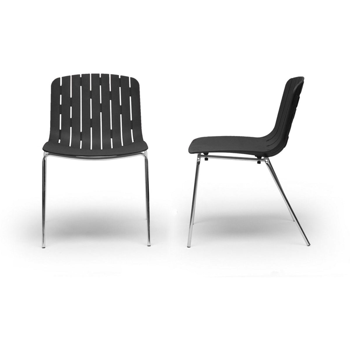 Baxton Studio Florissa Black Plastic Modern Dining Chair (Set of 2) Baxton Studio-dining chair-Minimal And Modern - 2
