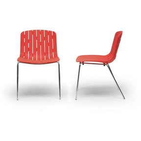 Baxton Studio Florissa Red Plastic Modern Dining Chair (Set of 2) Baxton Studio-dining chair-Minimal And Modern - 2