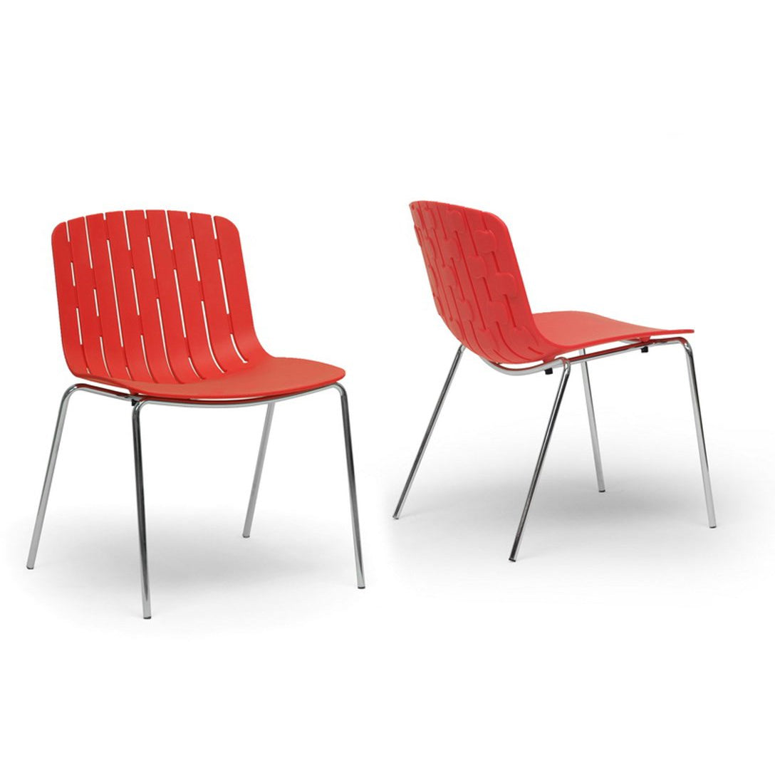 Baxton Studio Florissa Red Plastic Modern Dining Chair (Set of 2) Baxton Studio-dining chair-Minimal And Modern - 1