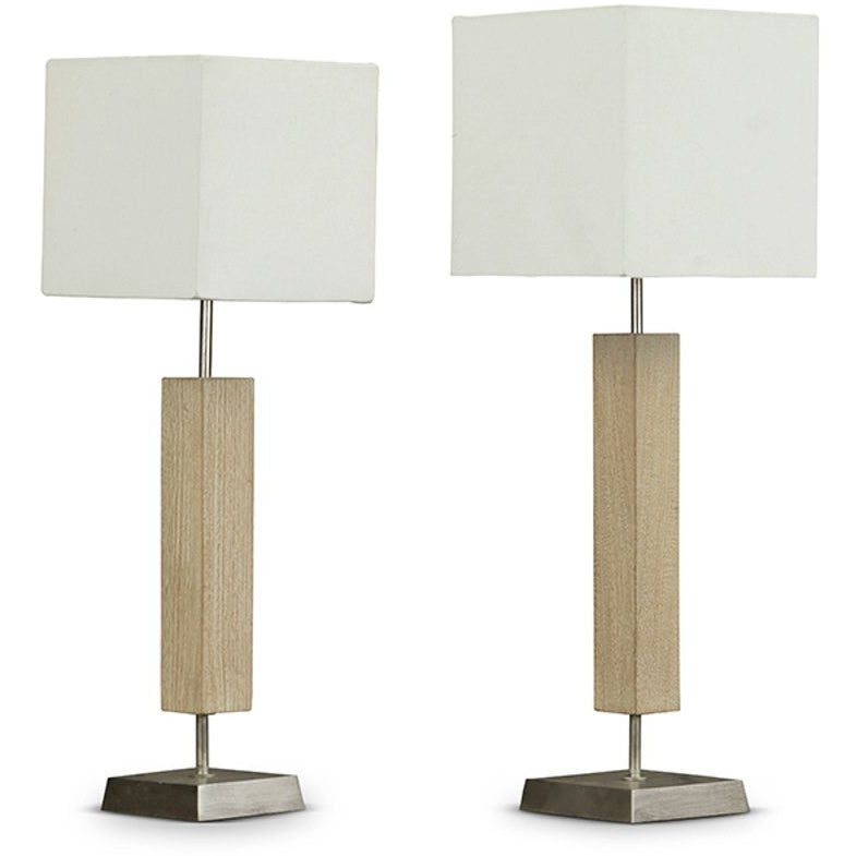 Baxton Studio Esquina Wood and Fabric Lamp Set Baxton Studio--Minimal And Modern - 1