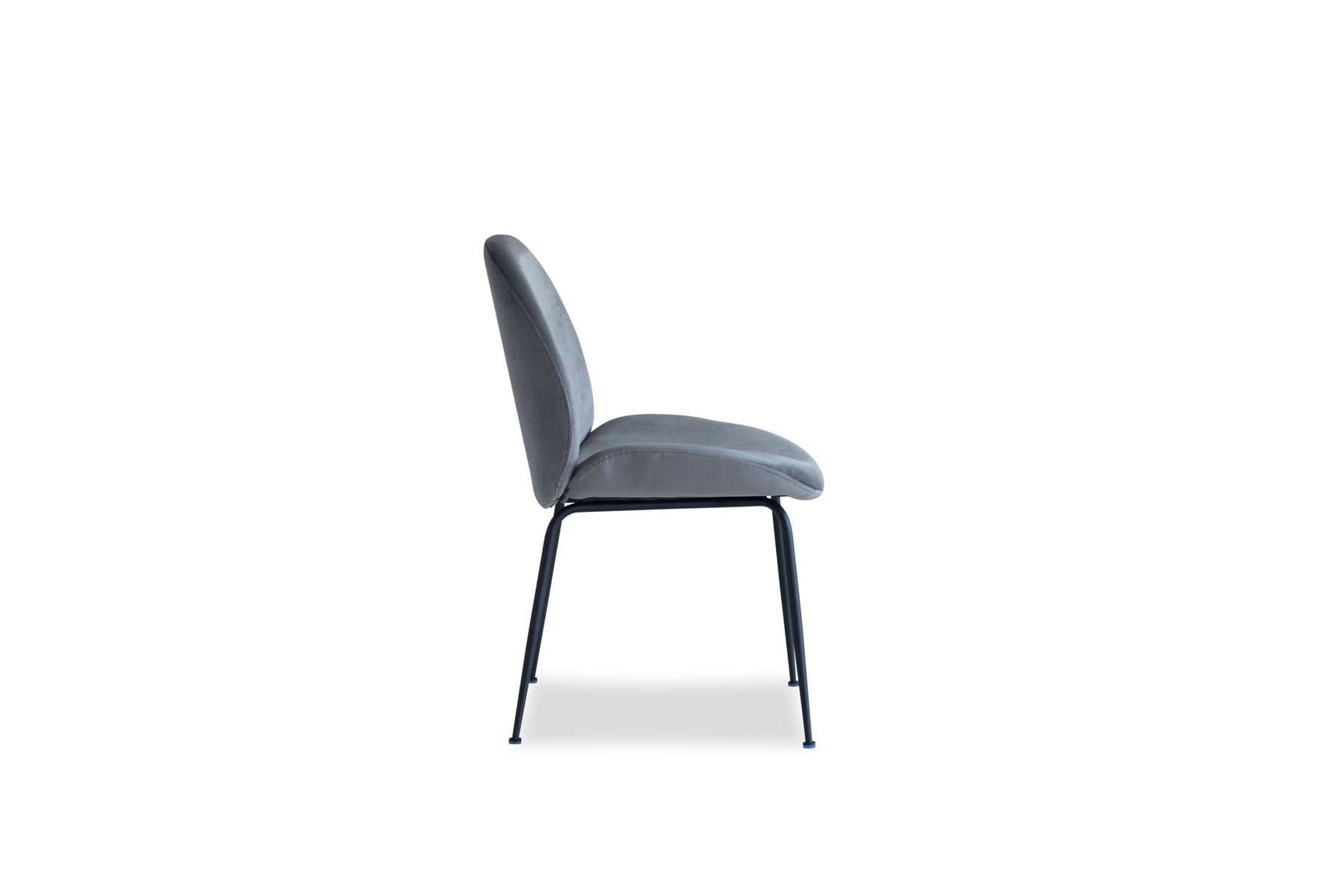 Edloe Finch Verona Dining Chair in Dark Grey Velvet with Black Legs, Set of 2 - EF-ZX-DC014DG