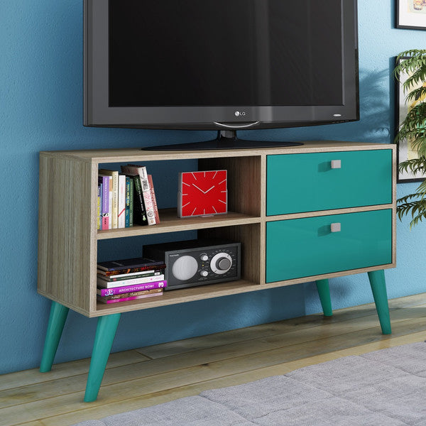 Manhattan Comfort Practical Dalarna TV Stand with 2 Open Shelves and 2 - Drawers-Minimal & Modern