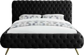 Meridian Furniture Delano Black Velvet Queen Bed