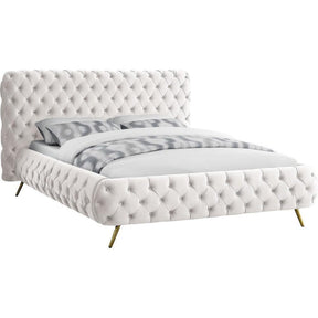 Meridian Furniture Delano Cream Velvet Queen BedMeridian Furniture - Queen Bed - Minimal And Modern - 1