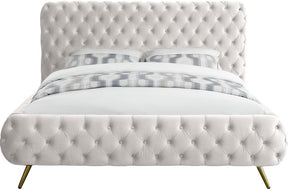 Meridian Furniture Delano Cream Velvet Queen Bed