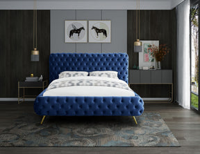 Meridian Furniture Delano Navy Velvet King Bed