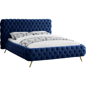 Meridian Furniture Delano Navy Velvet Queen BedMeridian Furniture - Queen Bed - Minimal And Modern - 1