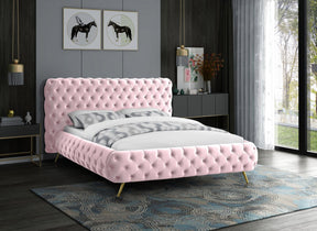 Meridian Furniture Delano Pink Velvet King Bed