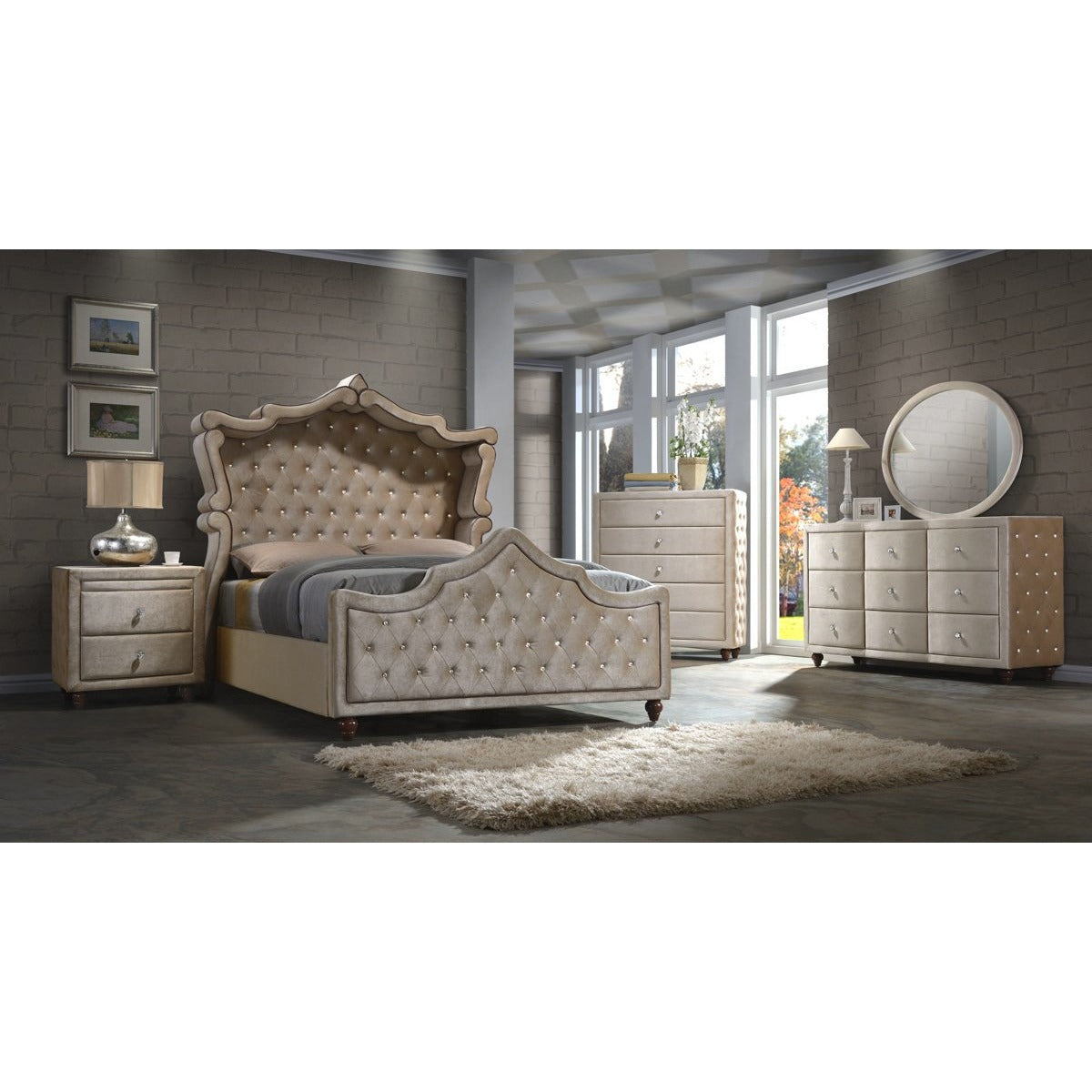 Meridian Furniture Diamond King Canopy Bed-Minimal & Modern