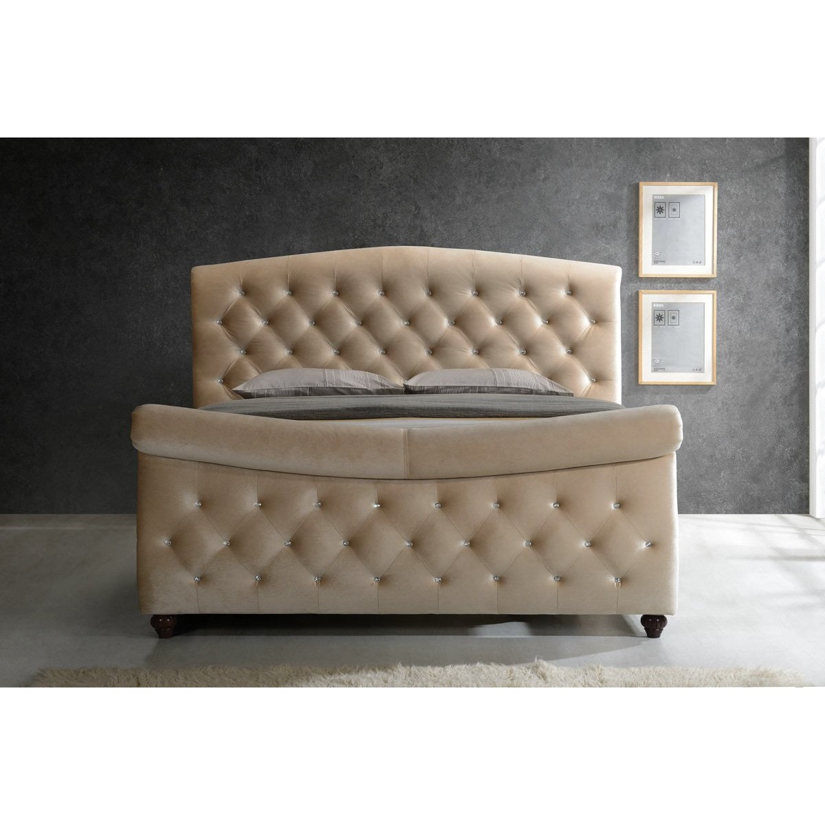 Meridian Furniture Diamond Queen Sleigh Bed-Minimal & Modern