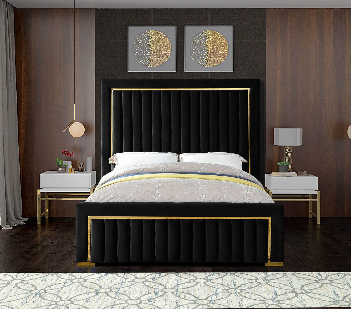 Meridian Furniture Dolce Black Velvet King Bed (3 Boxes)