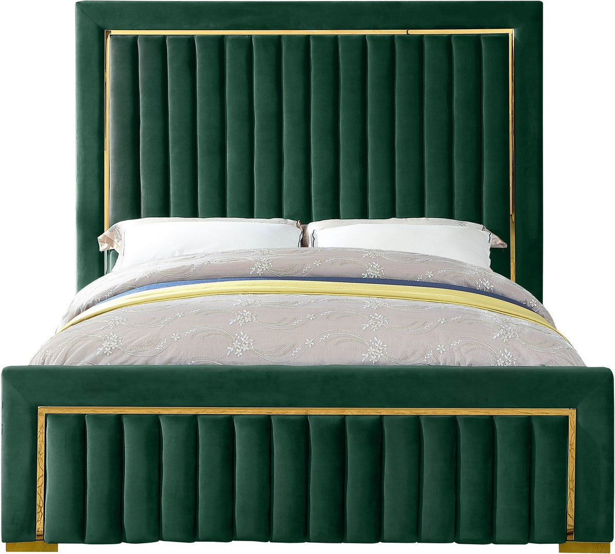 Meridian Furniture Dolce Green Velvet Queen Bed (3 Boxes)