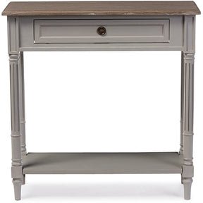 Baxton Studio Edouard French Provincial Style White Wash Distressed Two-tone 1-drawer Console Table Baxton Studio-side tables-Minimal And Modern - 1