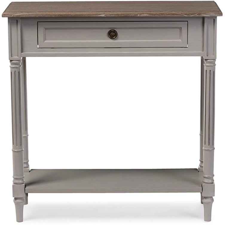 Baxton Studio Edouard French Provincial Style White Wash Distressed Two-tone 1-drawer Console Table Baxton Studio-side tables-Minimal And Modern - 1