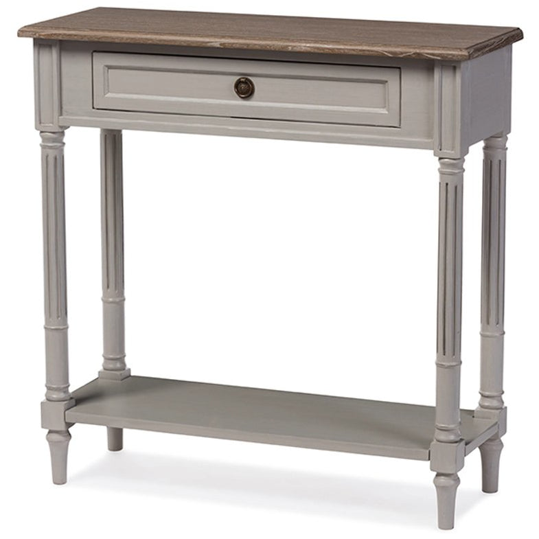 Baxton Studio Edouard French Provincial Style White Wash Distressed Two-tone 1-drawer Console Table Baxton Studio-side tables-Minimal And Modern - 2