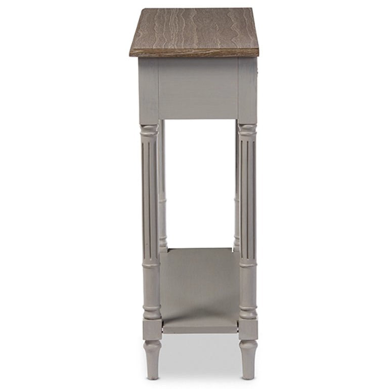 Baxton Studio Edouard French Provincial Style White Wash Distressed Two-tone 1-drawer Console Table Baxton Studio-side tables-Minimal And Modern - 3