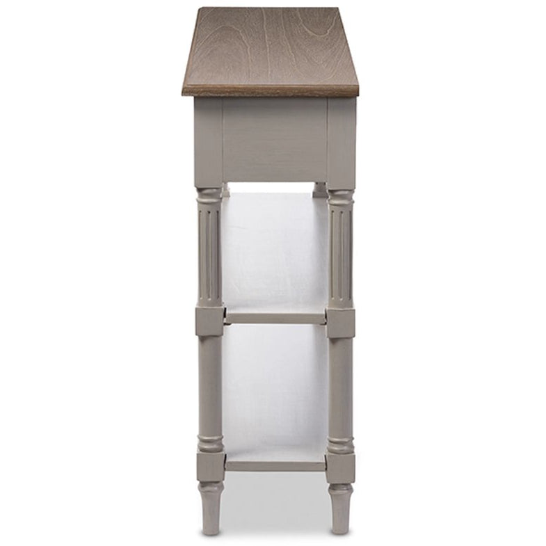 Baxton Studio Edouard French Provincial Style White Wash Distressed Two-tone 2-drawer Console Table Baxton Studio-side tables-Minimal And Modern - 3
