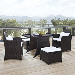 Modway Furniture Artesia 5 Piece Outdoor Patio Dining Set EEI-1059-BRN-WHI-Minimal & Modern