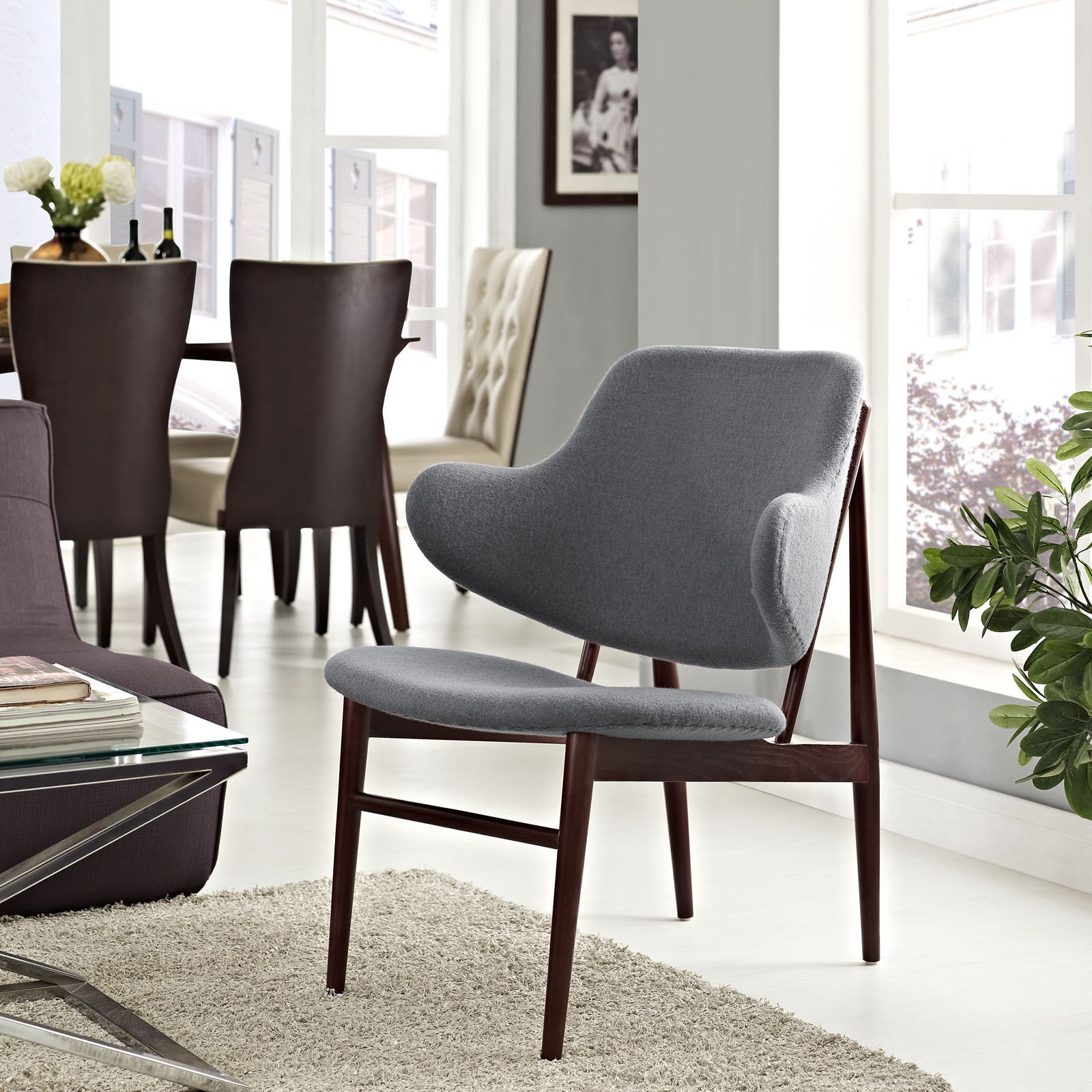Modway Furniture Modern Cherish Wood Lounge Chair EEI-1098-DGR-Minimal & Modern