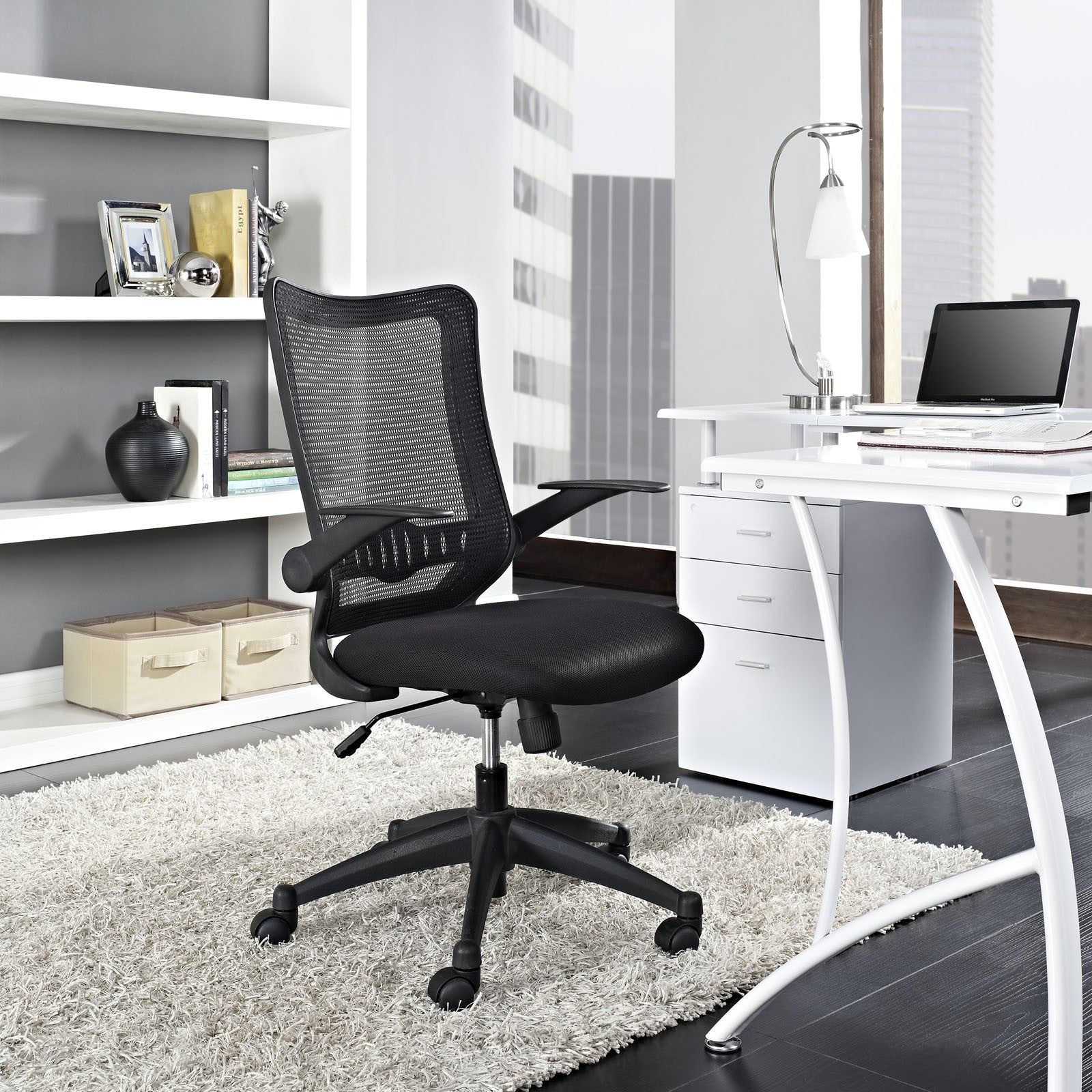 Modway Modern Explorer Mid Back Adjustable Computer Office Chair EEI-1104-BLK-Minimal & Modern