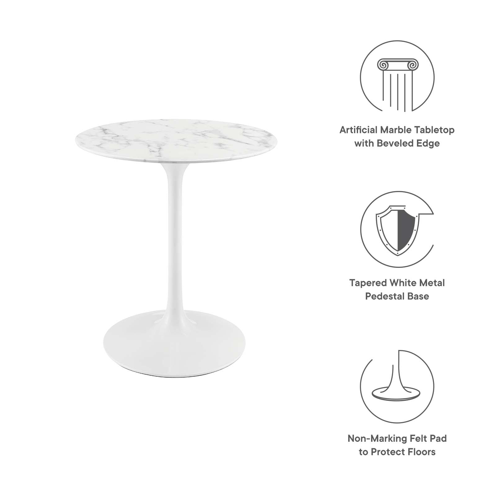 Modway Furniture Modern Lippa 28" Round Artificial Marble Dining Table - EEI-1128