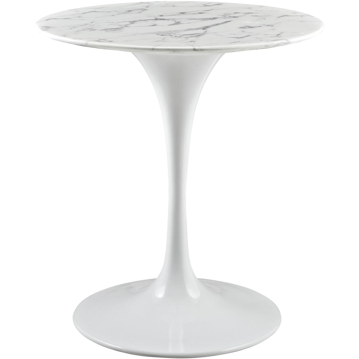 28" Artificial Marble White Circular Side Table - Eero Saarinen Replica-Minimal & Modern