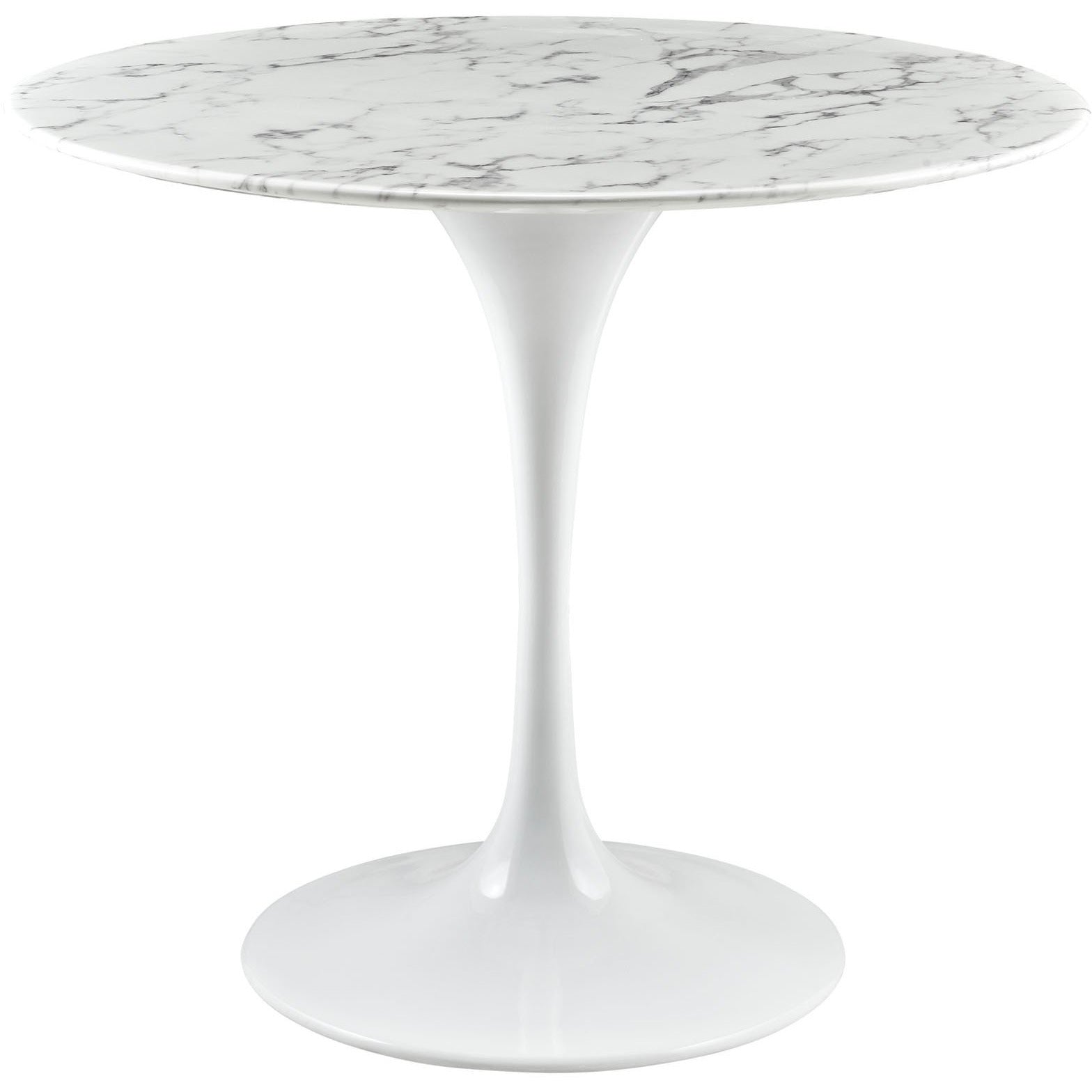 36" Artificial Marble Modern White Circular Dining Table - Eero Saarinen Replica-Minimal & Modern