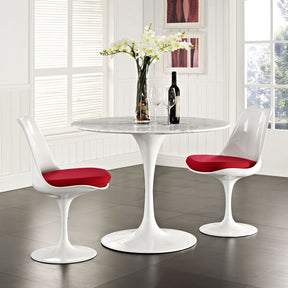 40" Artificial Marble Modern White Circular Dining Table - Eero Saarinen Replica-Minimal & Modern