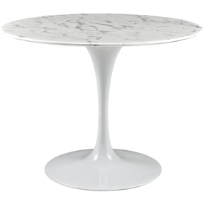 40" Artificial Marble Modern White Circular Dining Table - Eero Saarinen Replica-Minimal & Modern