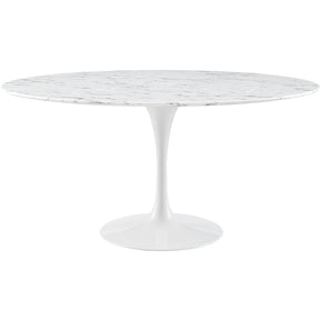 60" Artificial Marble Modern White Circular Dining Table - Eero Saarinen Replica-Minimal & Modern