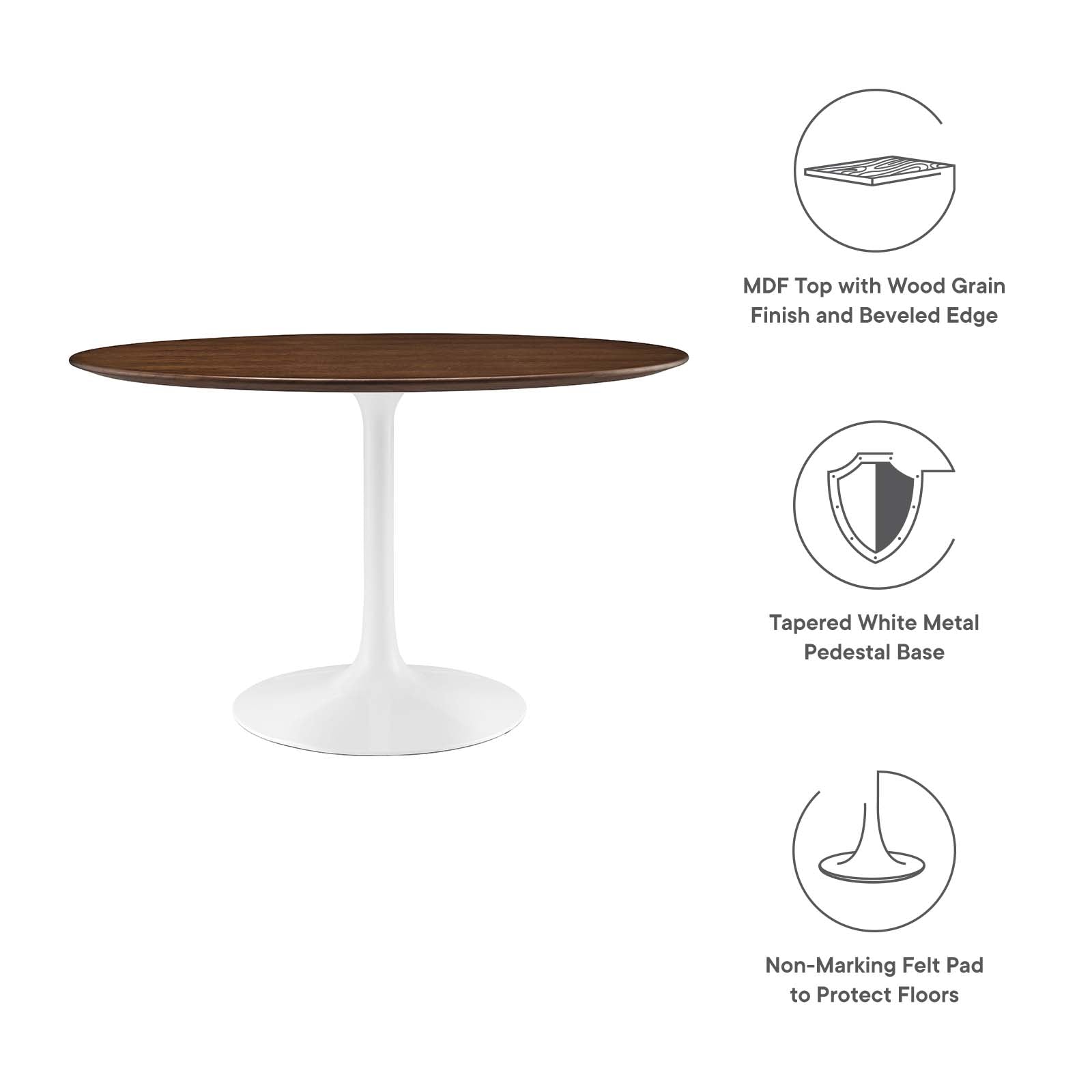 Modway Furniture Modern Lippa 47" Round Walnut Dining Table - EEI-1137