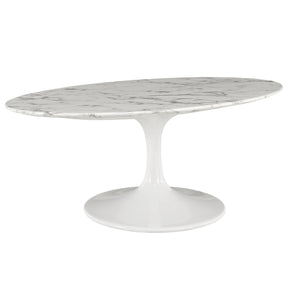 Modway Furniture Modern Lippa 42" Oval-Shaped Artificial Marble Coffee Table - EEI-1140