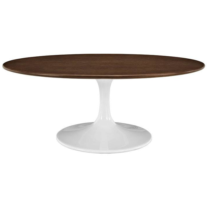 Modway Furniture Modern Lippa 42" Walnut Coffee Table in Walnut Veneer & White Base EEI-1141-WAL-Minimal & Modern