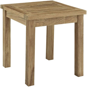 Modway Furniture Modern Marina Outdoor Patio Teak Wood Side Table in Natural EEI-1155-NAT-Minimal & Modern