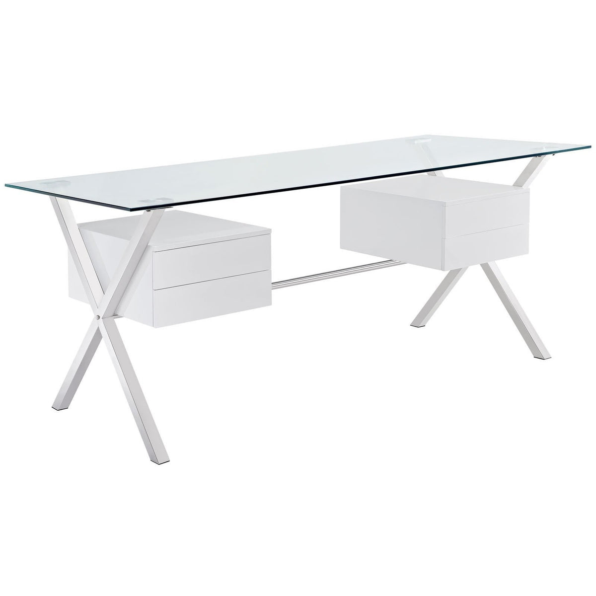 Modway Furniture Modern Writing Abeyance Glass Top Office Desk EEI-1182-Minimal & Modern