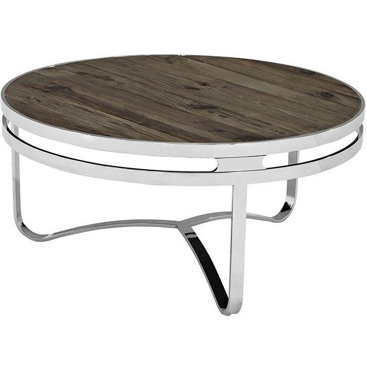 Modway Furniture Modern Provision Stainless Steel Wood Top Coffee Table in Brown EEI-1213-BRN-Minimal & Modern