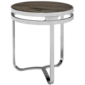 Modway Furniture Modern Provision Stainless Steel & Wood Top Side Table in Brown EEI-1214-BRN-Minimal & Modern