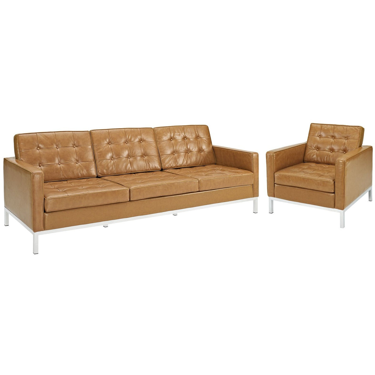 Modway Furniture Modern Loft Armchair and Sofa Leather 2 Piece Set - EEI-1270-Minimal & Modern