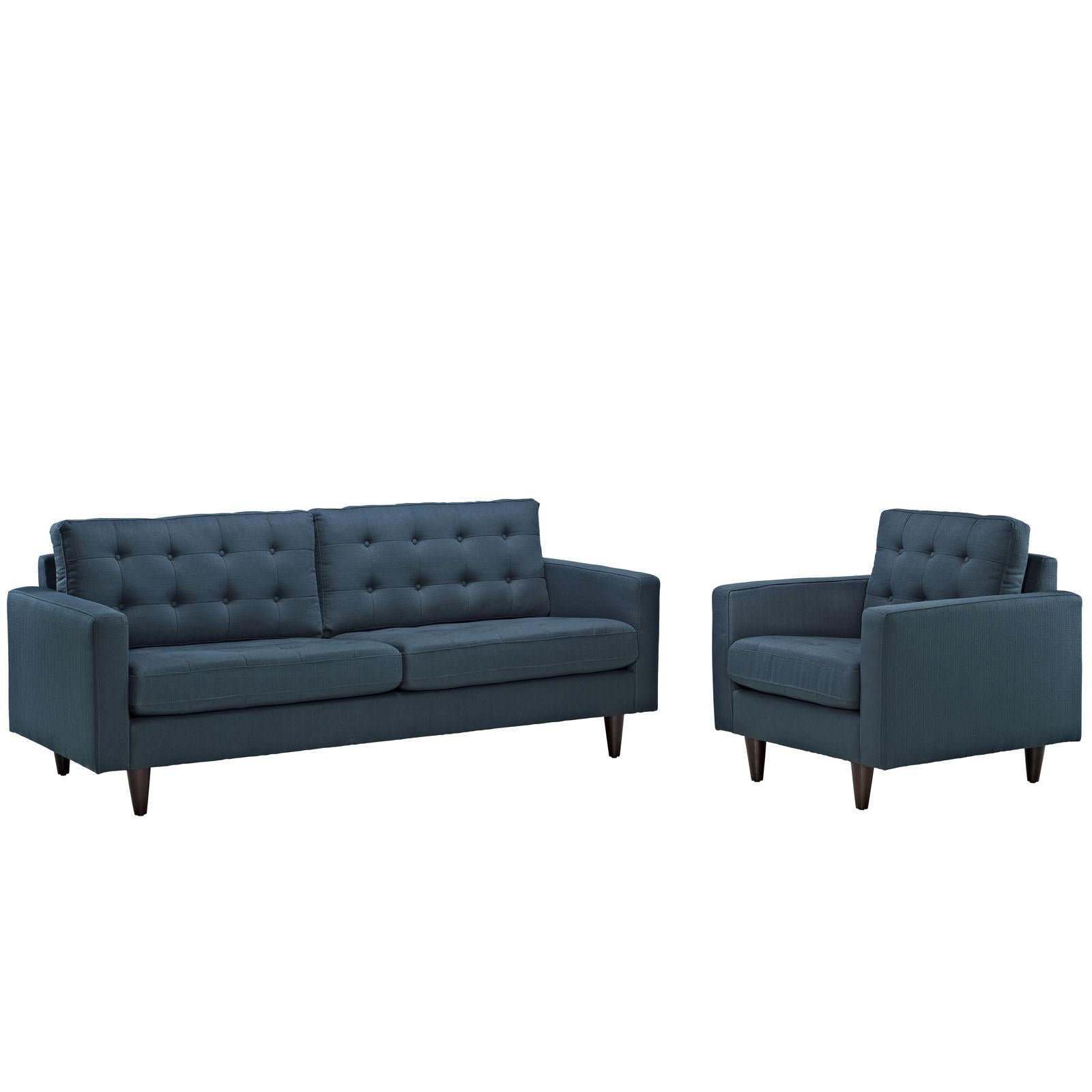 Modway Furniture Modern Empress Armchair and Sofa Set of 2 - EEI-1313
