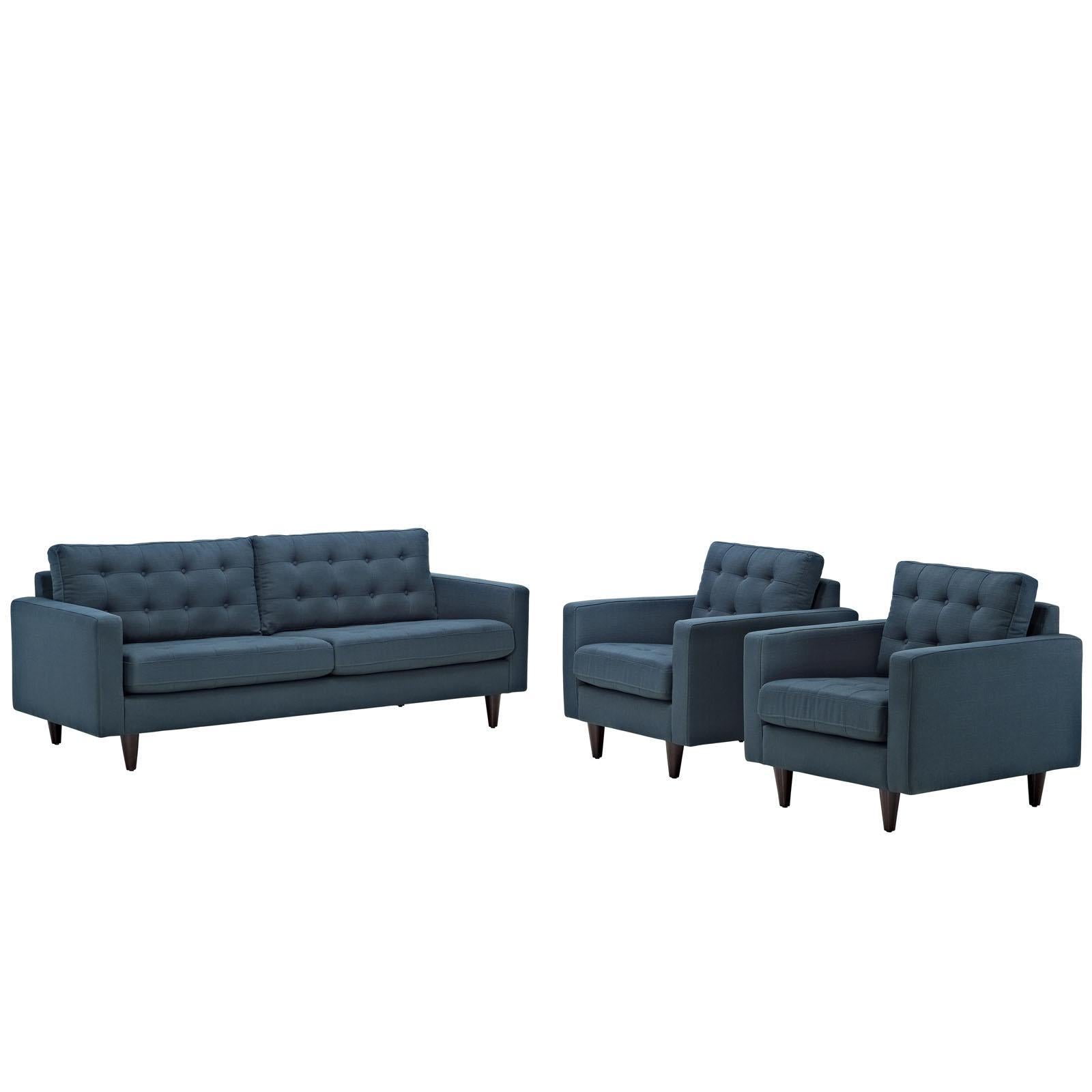 Modway Furniture Modern Empress Sofa and Armchairs Set of 3 - EEI-1314