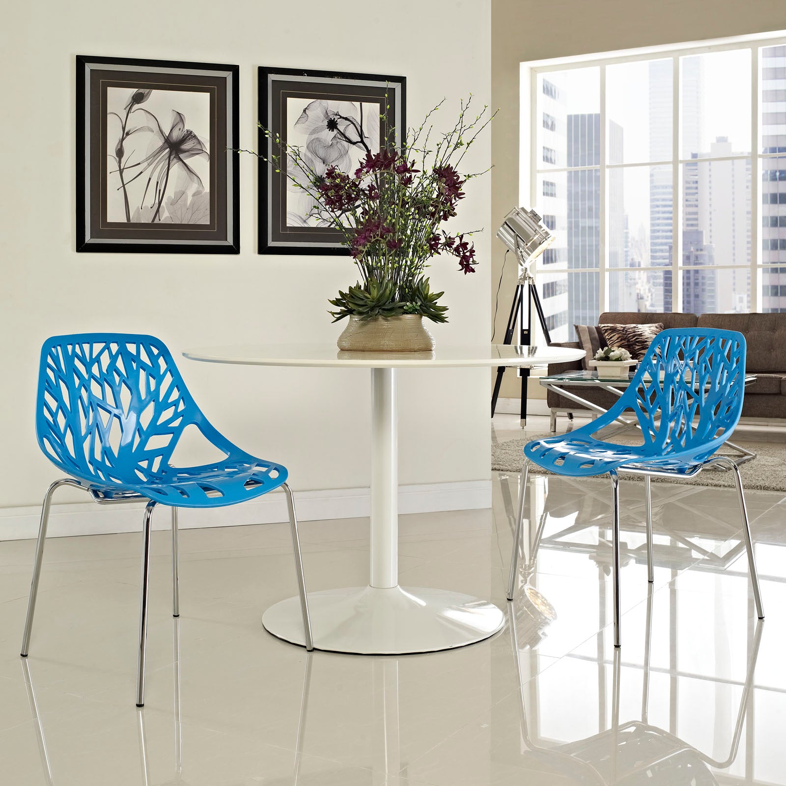 Modway Furniture Modern Stencil Dining Side Chair Plastic Set of 2 - EEI-1317