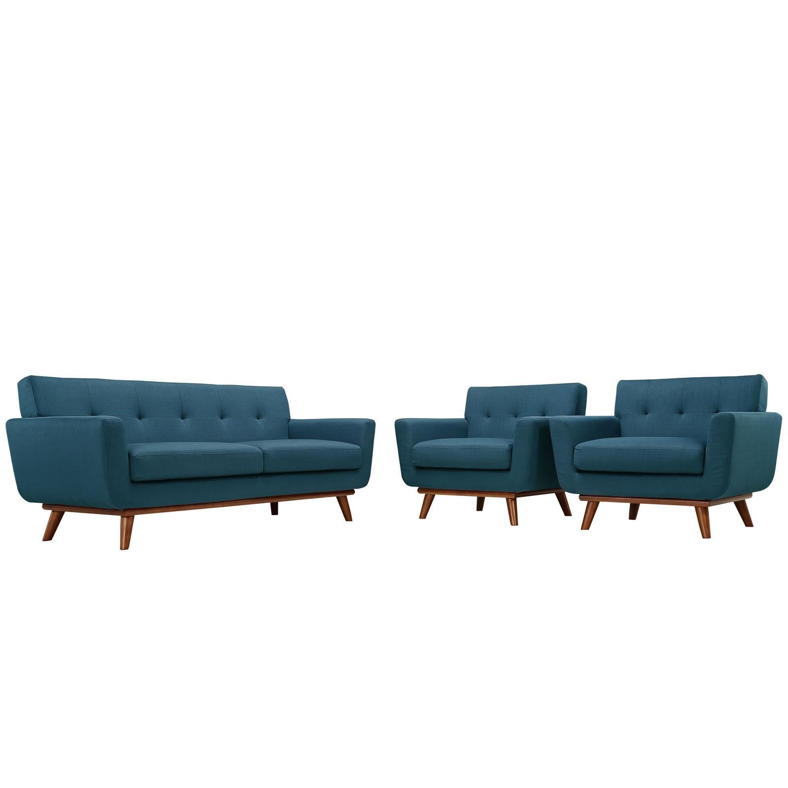 Modway Furniture Modern Engage Armchairs and Loveseat Set of 3 - EEI-1347