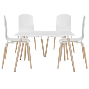 Modway Furniture Modern Stack Dining Chairs and Table Wood Set of 5 - EEI-1375